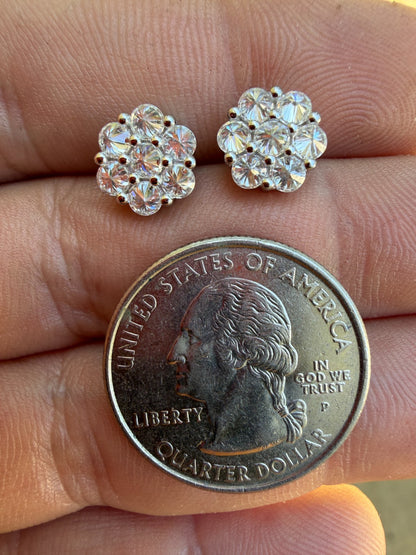 MOISSANITE Upside Down Reverse Set Cluster Iced Out Honeycomb Set Earrings - 925 Silver - 6mm -11mmm