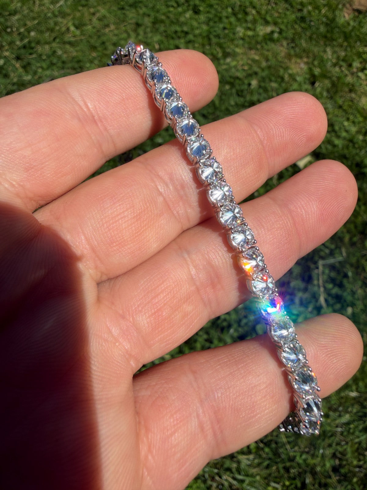 MOISSANITE Upside Down Set Reverse Set Tennis Bracelet Iced Out - 925 Silver - 5mm - 6-9"