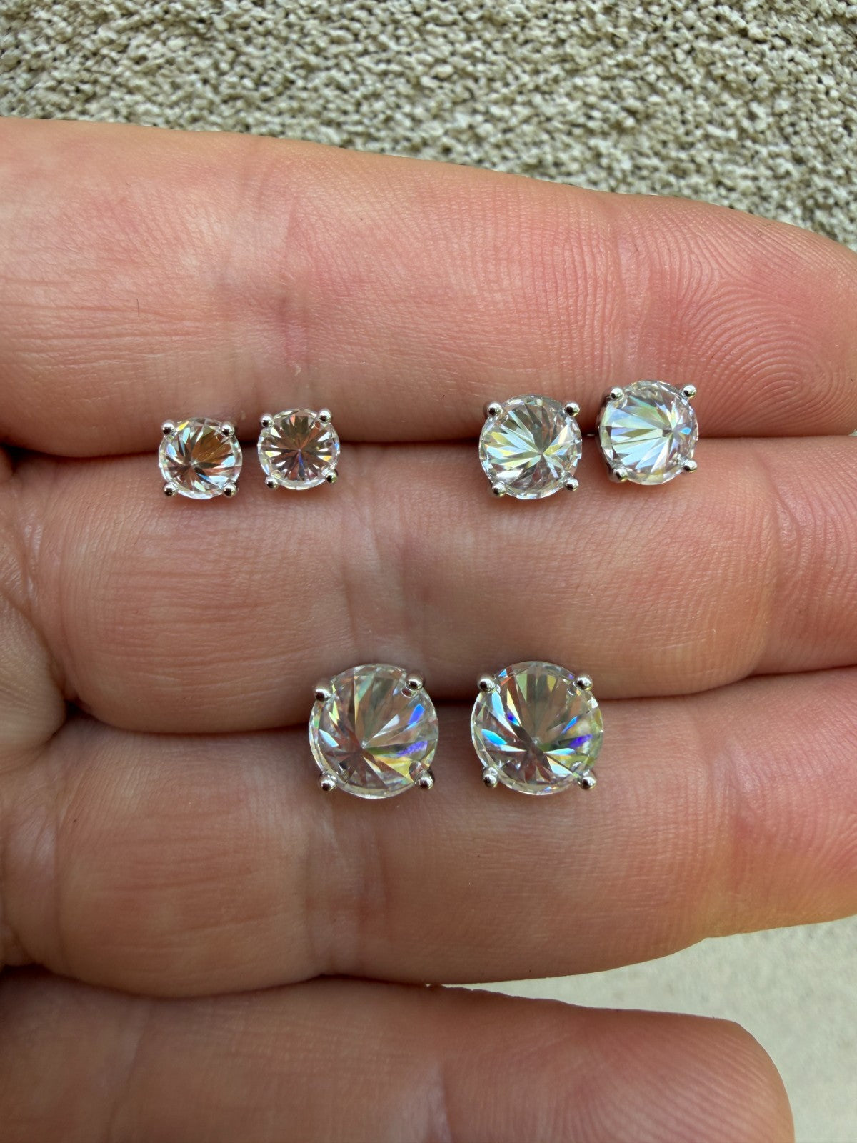 MOISSANITE Upside Down Reverse Set Stud Earrings - 925 Silver - 5mm-8mm - 1-4ct