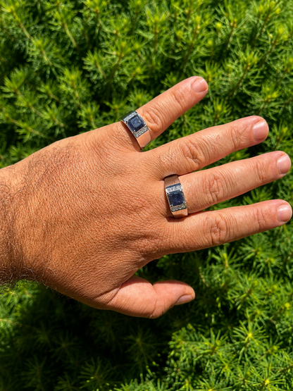 MOISSANITE Kingsmark Ring - 925 Silver - Genuine Blue Sapphire Stone