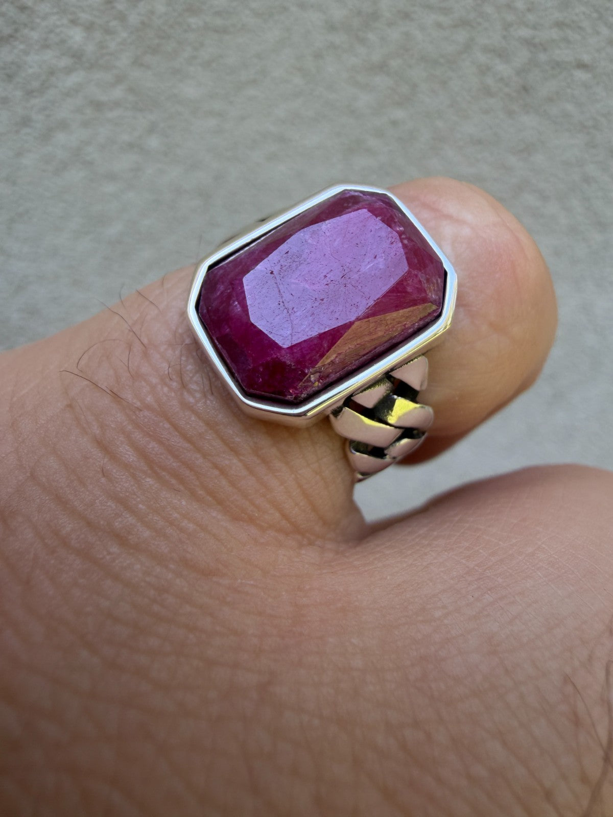 Havana Cuban Ring - 925 Silver - Genuine Red Ruby Stone