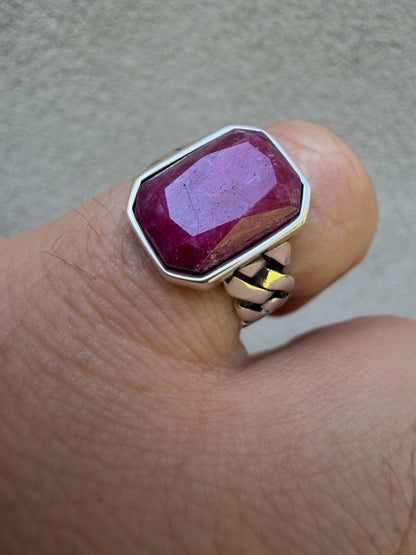 Havana Cuban Ring - 925 Silver - Genuine Red Ruby Stone