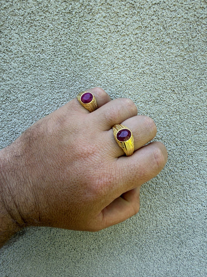 Royal Dynasty Ring - 14k Gold Vermeil 925 Silver - Genuine Red Ruby Stone