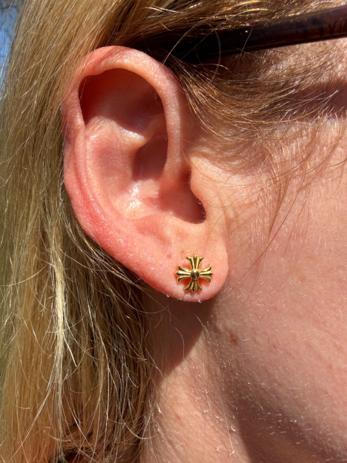 Hearts Of Chrome Cross Earrings - 14k Gold Vermeil 925 Silver - 8mm