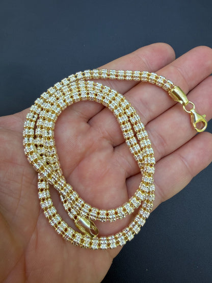 Ice Link Chain Necklace - 14k Gold Vermeil 925 Sterling Silver - 16"-30" - 4mm-5mm