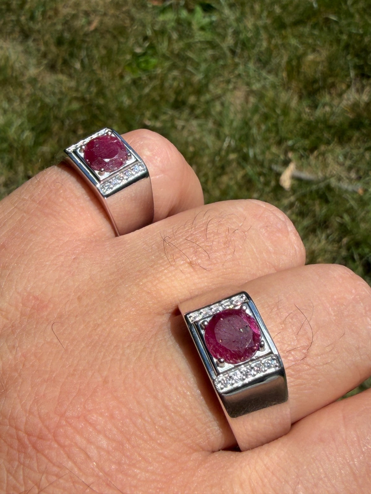MOISSANITE Monarch Ring - 925 Silver - Genuine Red Ruby Stone