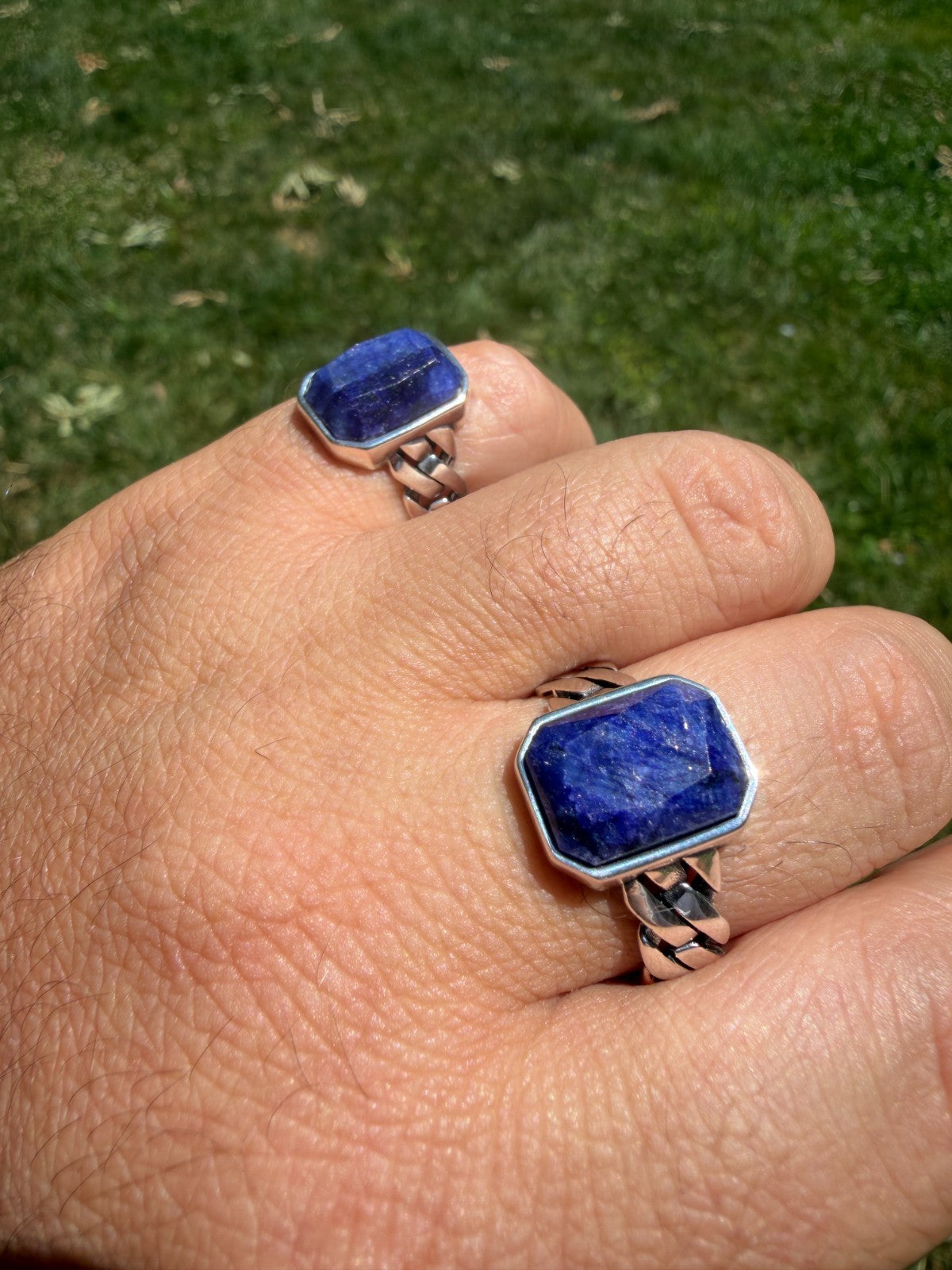 Havana Cuban Ring - 925 Silver - Genuine Blue Sapphire Stone
