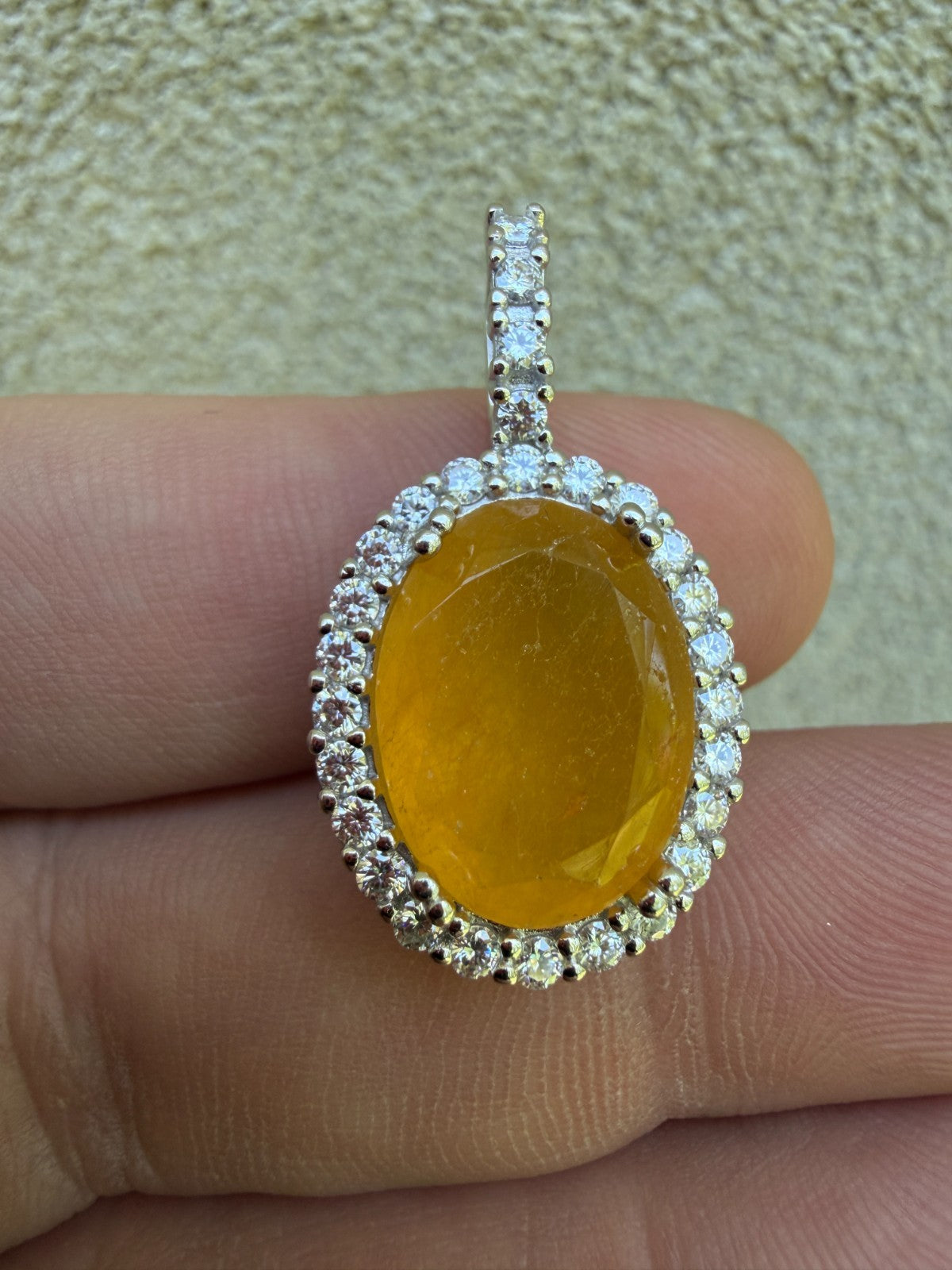MOISSANITE Royalty Honey Pendant - 925 Silver - Oval Genuine Yellow Sapphire Stone