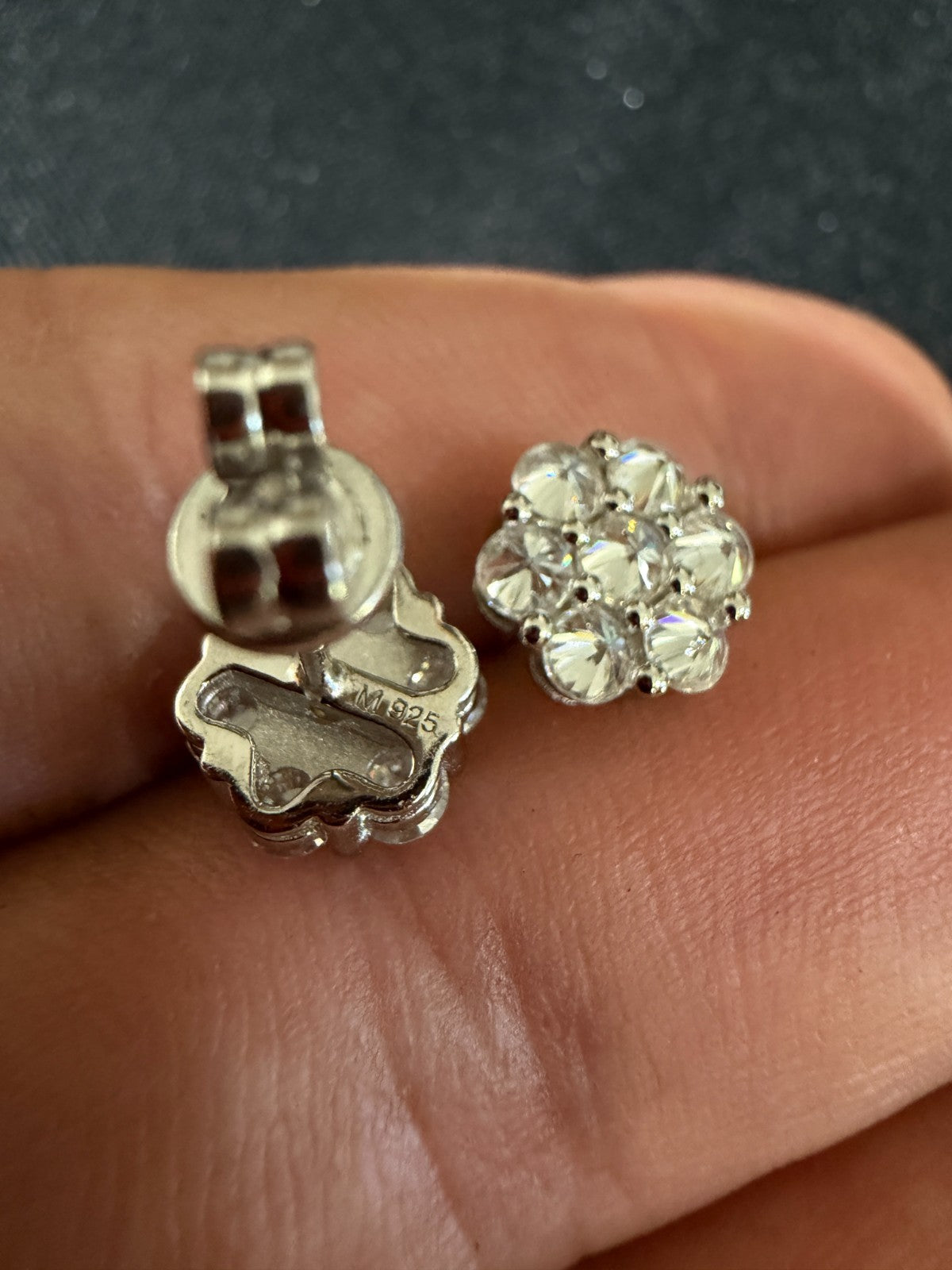MOISSANITE Upside Down Reverse Set Cluster Iced Out Honeycomb Set Earrings - 925 Silver - 6mm -11mmm