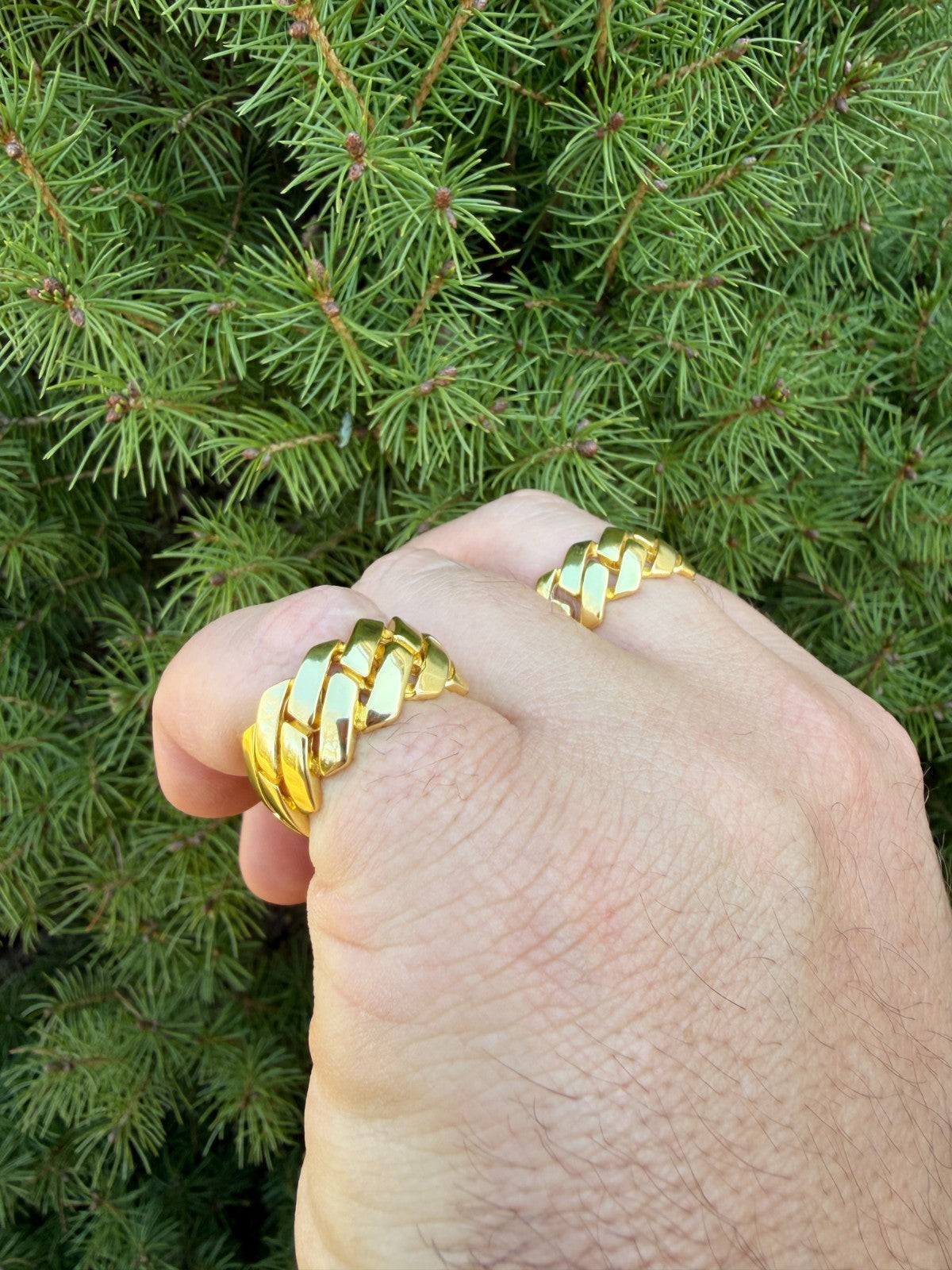 Classic 11.5mm Prong Miami Cuban Eternity Band Ring - 14k Gold Vermeil 925 Silver - Plain