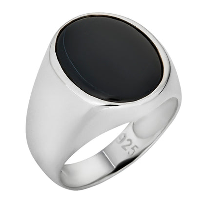 Shadow Boss Ring - 925 Silver - Genuine Black Onyx Stone