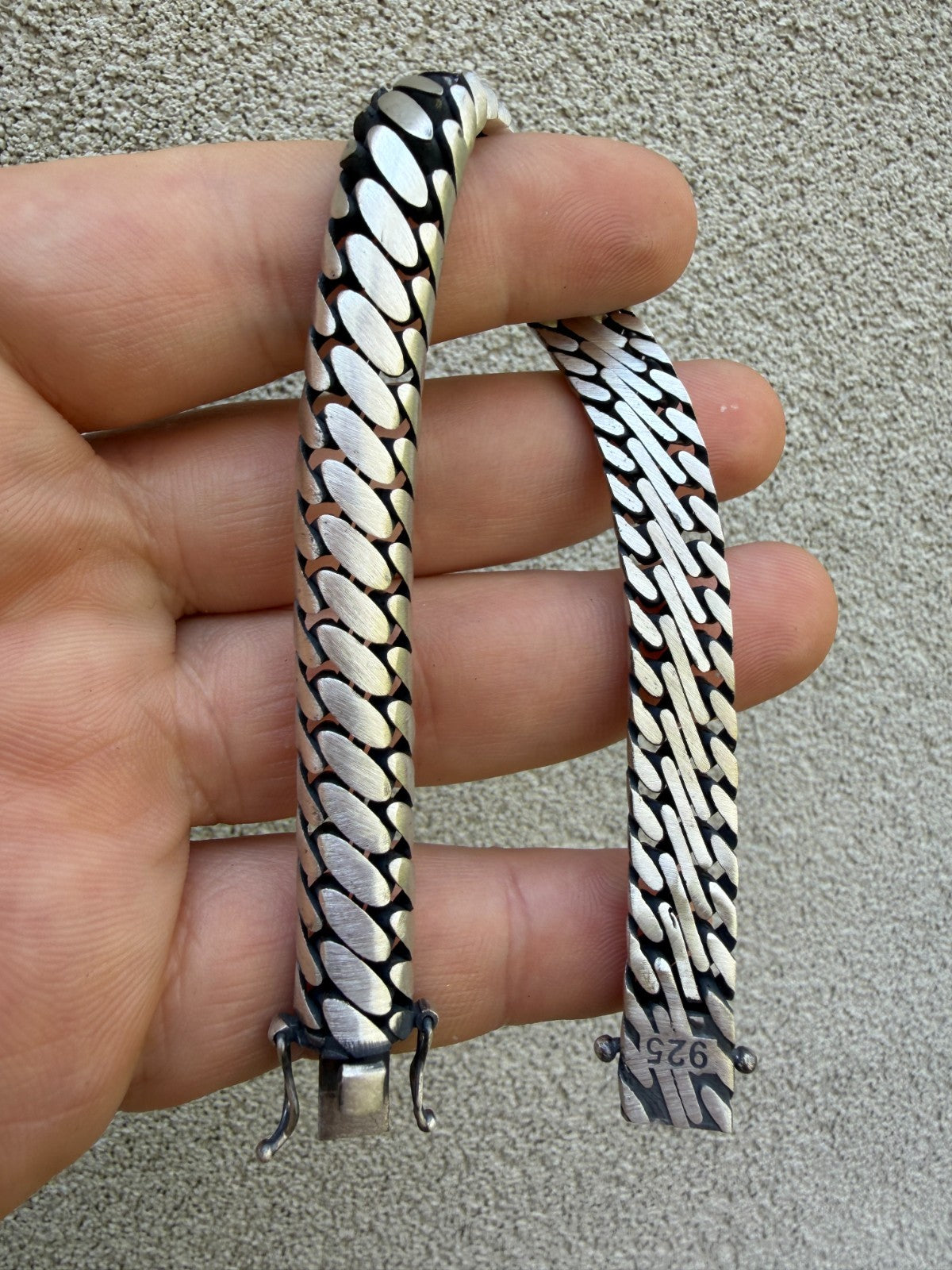 Custom 3 Link Miami Cuban Python Bracelet - Oxidized 925 Sterling Silver - 7"-9" - 12mm