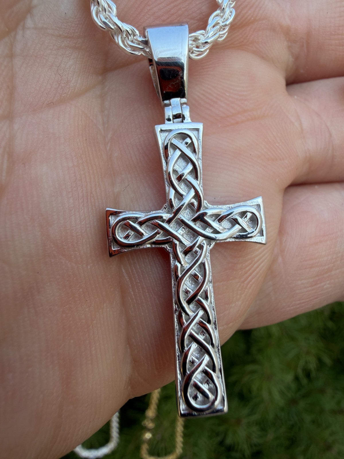 Viking Warrior Celtic Cross Pendant - 14k Gold Vermeil 925 Silver - Medium 1.75"