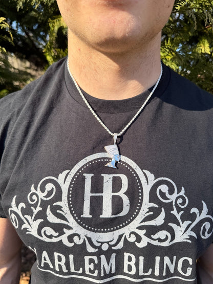 MOISSANITE Hip Iced Out Egyptian Queen Nefertiti Pendant - 14k Yellow Gold Vermeil Or 925 Silver - Medium 1.75"