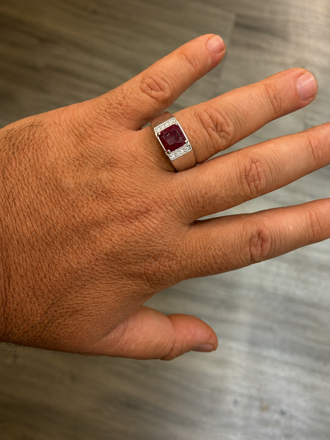 MOISSANITE Monarch Ring - 925 Silver - Genuine Red Ruby Stone