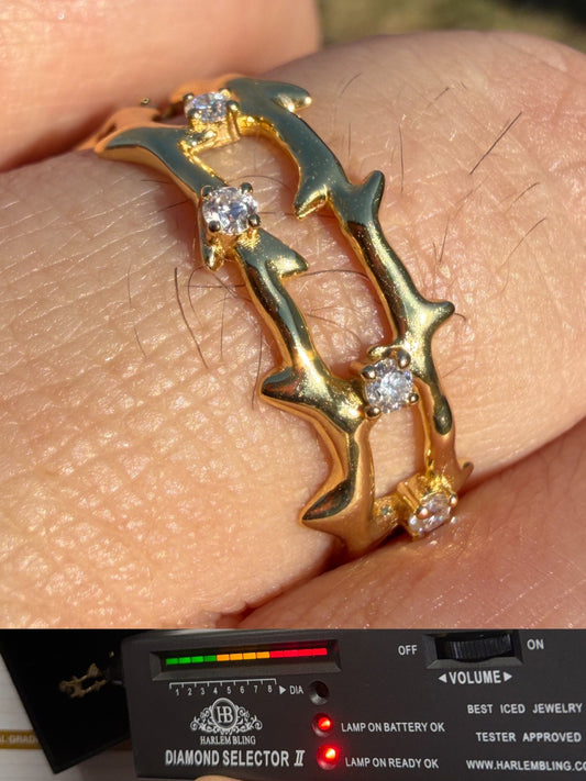 MOISSANITE Crown Of Thorns Eternity Band Ring - 14k Gold Vermeil 925 Silver