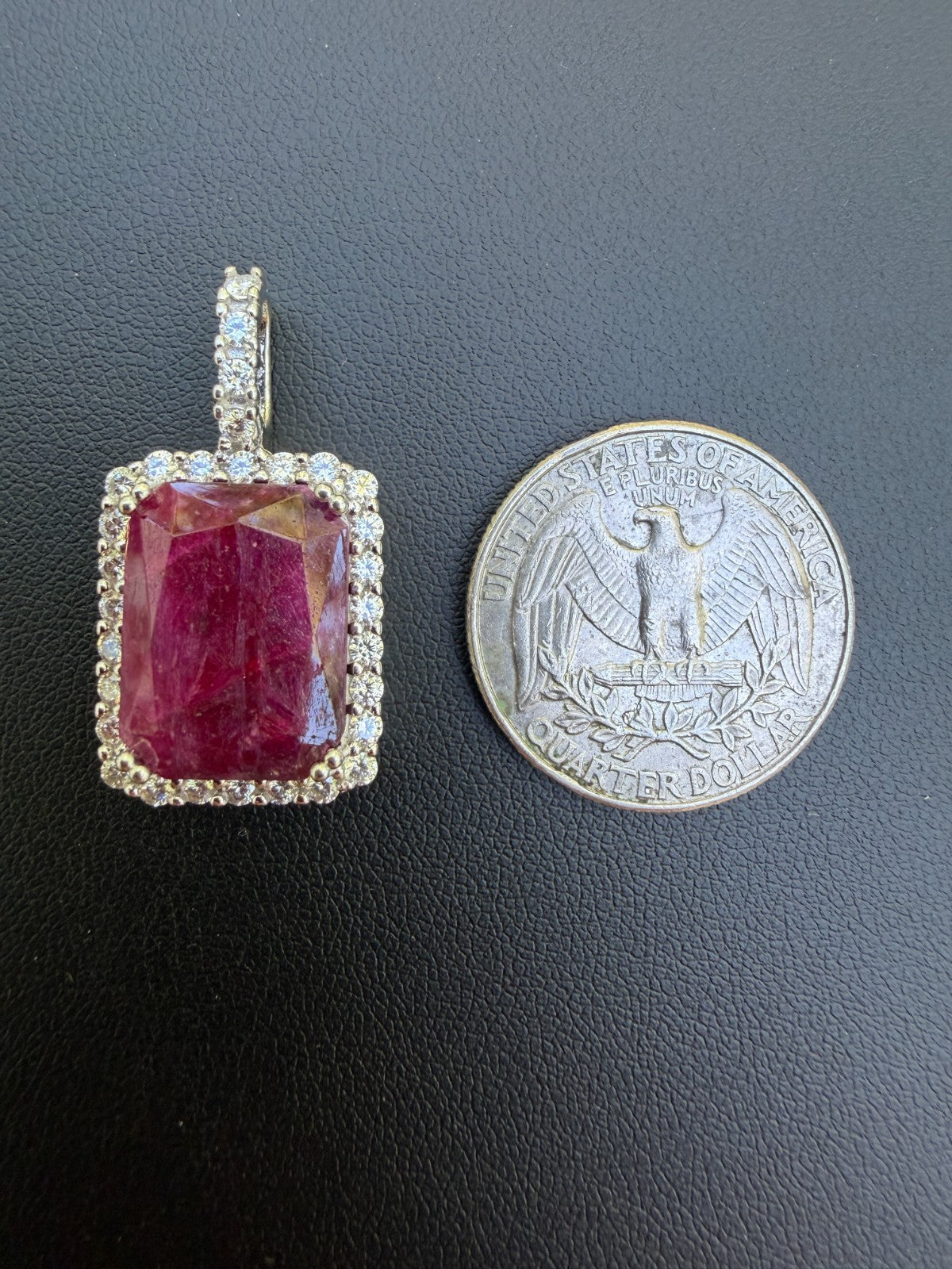 MOISSANITE Royalty Red Ruby Pendant - 925 Silver - Genuine Red Ruby Stone