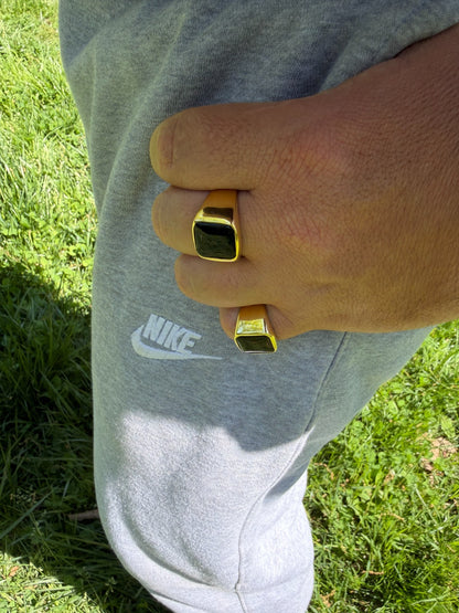 Midnight Don Ring - 14k Gold Vermeil 925 Silver - Genuine Black Onyx Stone