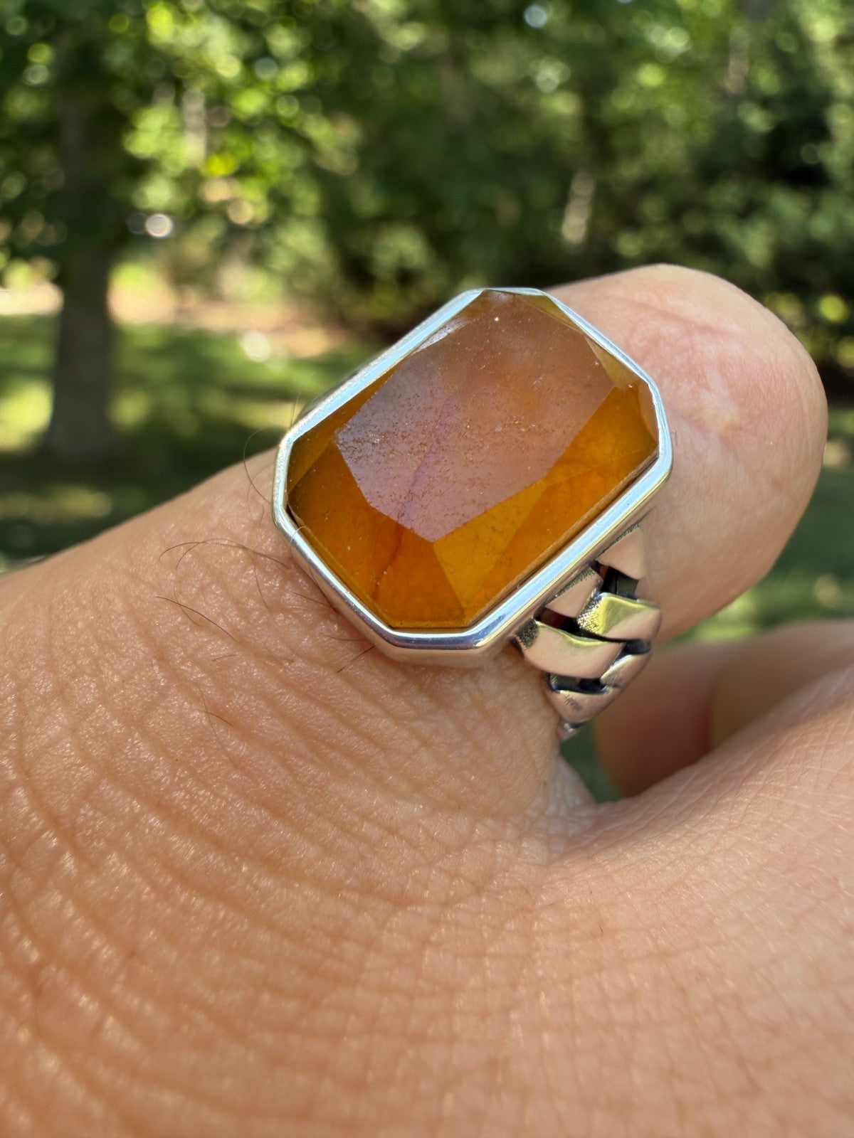 Havana Cuban Ring - 925 Silver - Genuine Yellow Sapphire Stone
