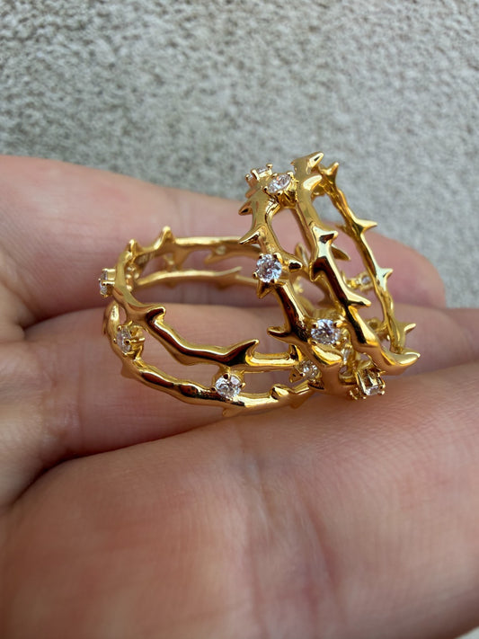 MOISSANITE Crown Of Thorns Eternity Band Ring - 14k Gold Vermeil 925 Silver