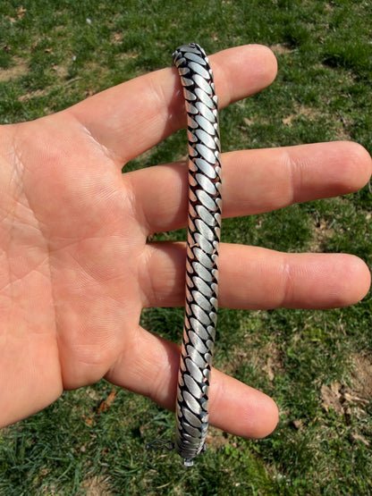 Custom 3 Link Miami Cuban Python Bracelet - Oxidized 925 Sterling Silver - 7"-9" - 12mm