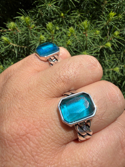 Havana Cuban Ring - 925 Silver - Lab Aquamarine Stone