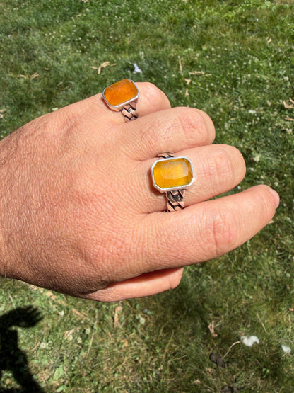 Havana Cuban Ring - 925 Silver - Genuine Yellow Sapphire Stone