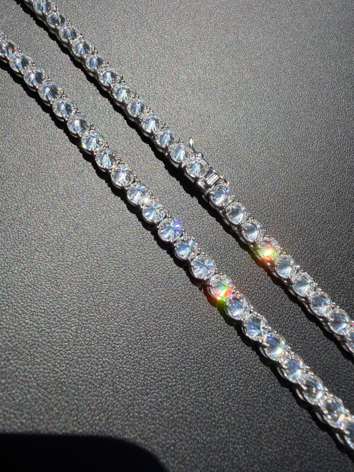 MOISSANITE Upside Down Reverse Set Tennis Chain Necklace Iced Out - 925 Silver - 5mm - 16"-30"