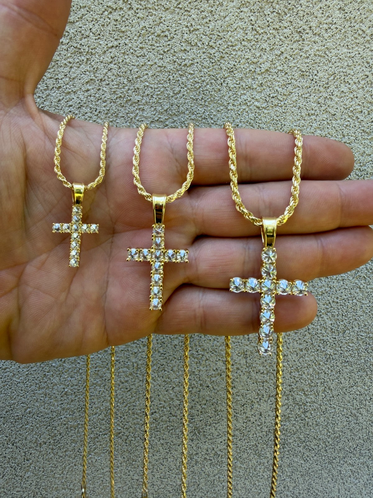 14k Gold Over 925 Silver Cross Iced Pendant Upside Down Set Reverse MOISSANITE
