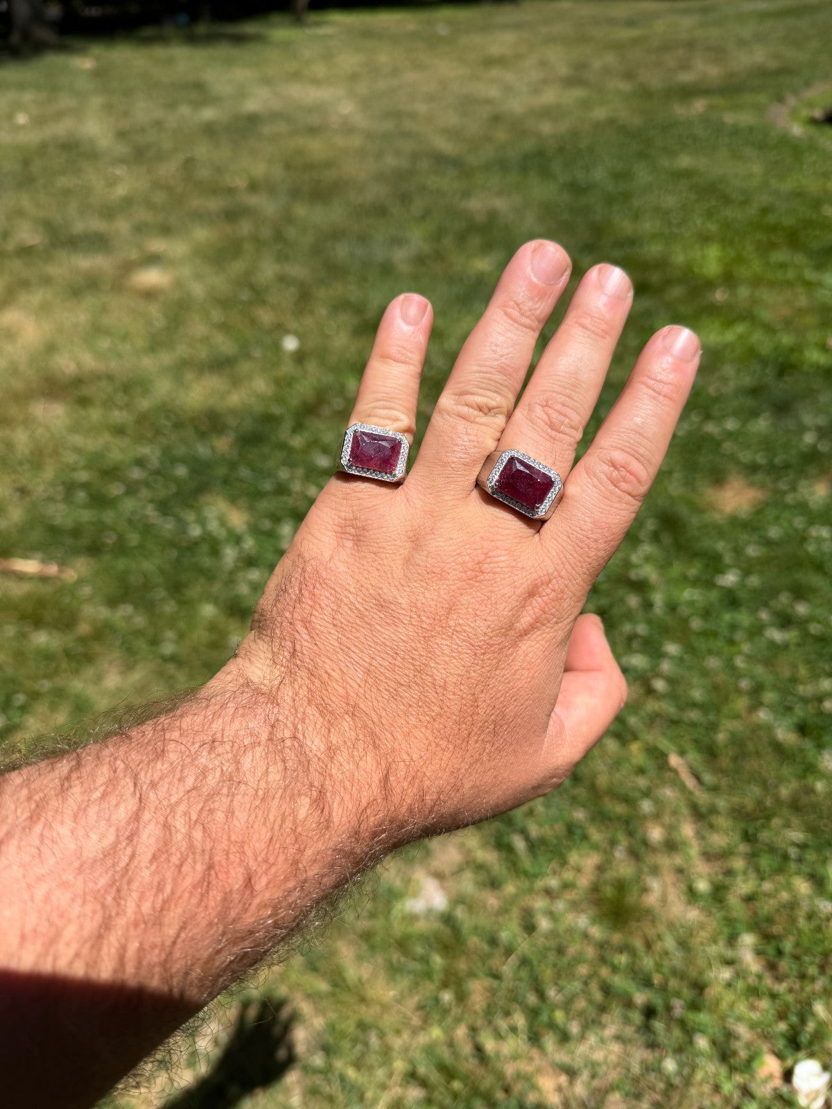 MOISSANITE Fortress Ring - 925 Silver - Genuine Red Ruby Stone