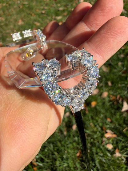 MOISSANITE Big Stone 15ct Iced Out Sunglasses - 925 Silver Buffs - Clear