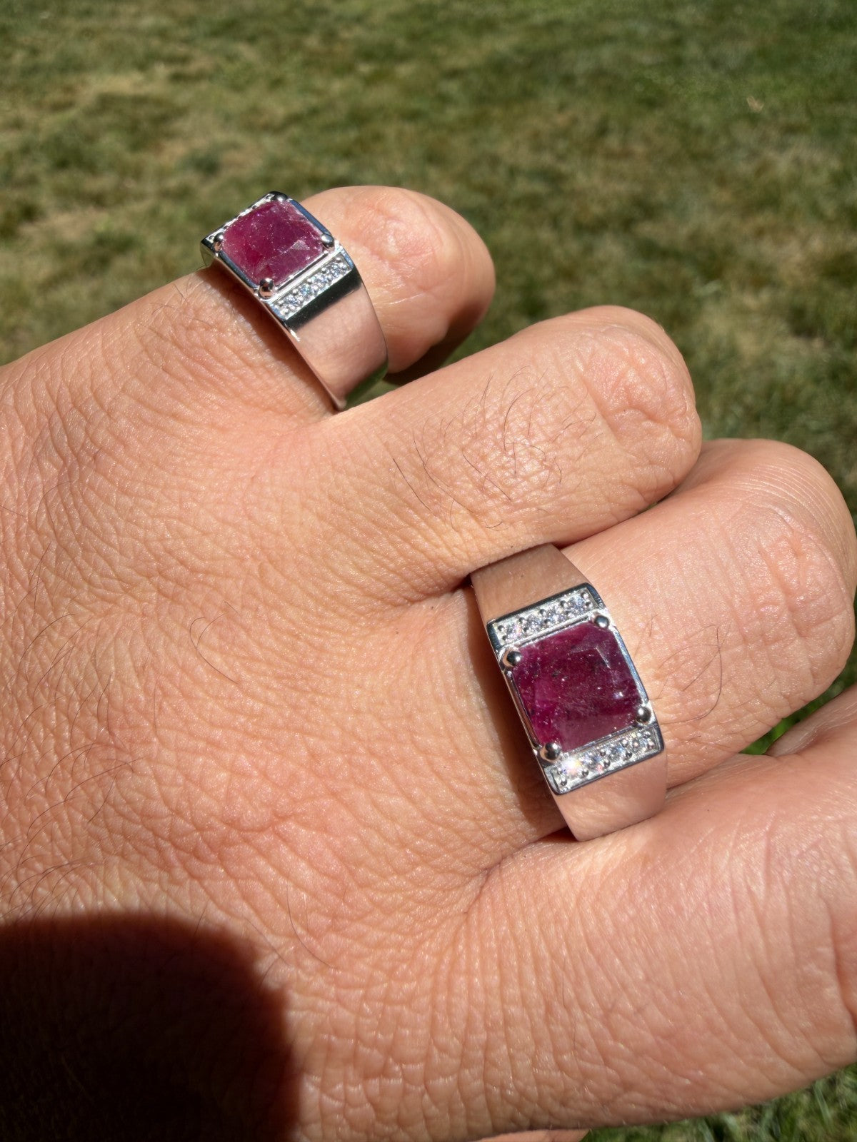 MOISSANITE Monarch Ring - 925 Silver - Genuine Red Ruby Stone