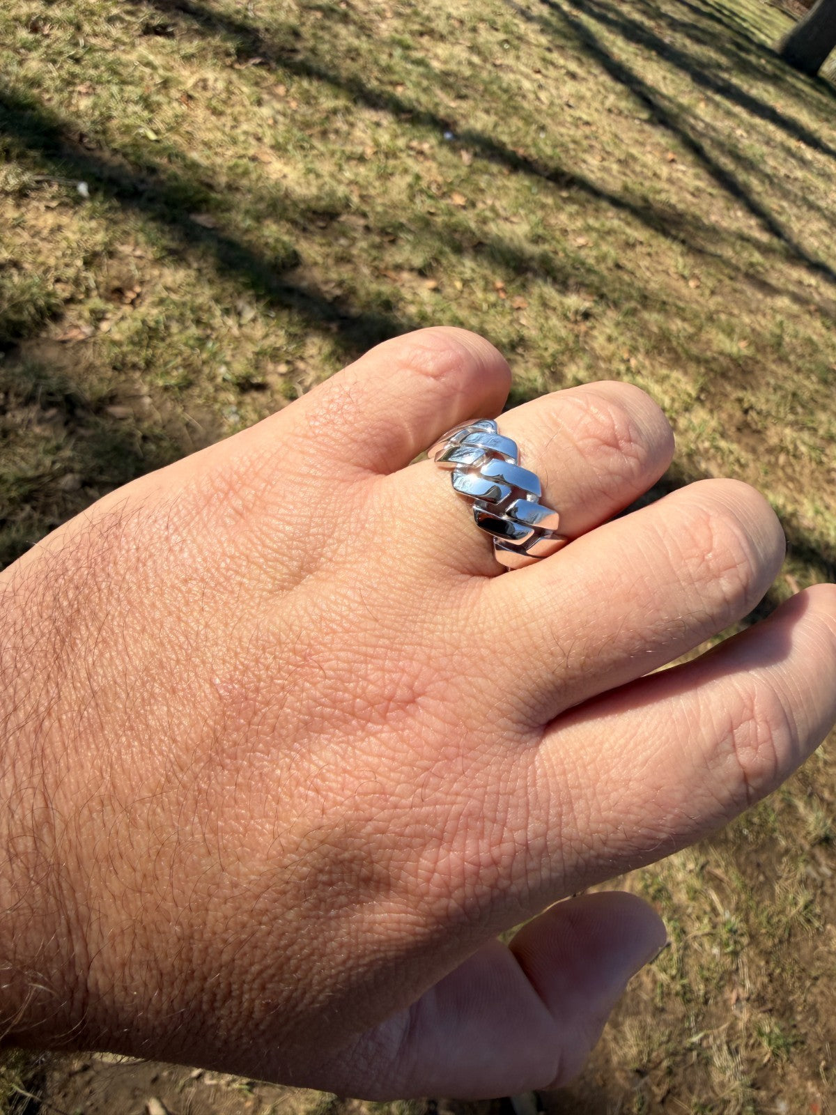 Classic 11.5mm Prong Miami Cuban Eternity Band Ring - 925 Silver - Plain