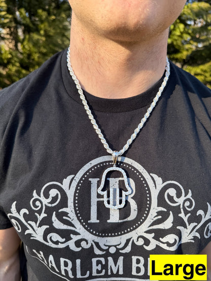 MOISSANITE Hamsa Cutout Pendant - 925 Silver - 3 Sizes 1.25"-2.75"