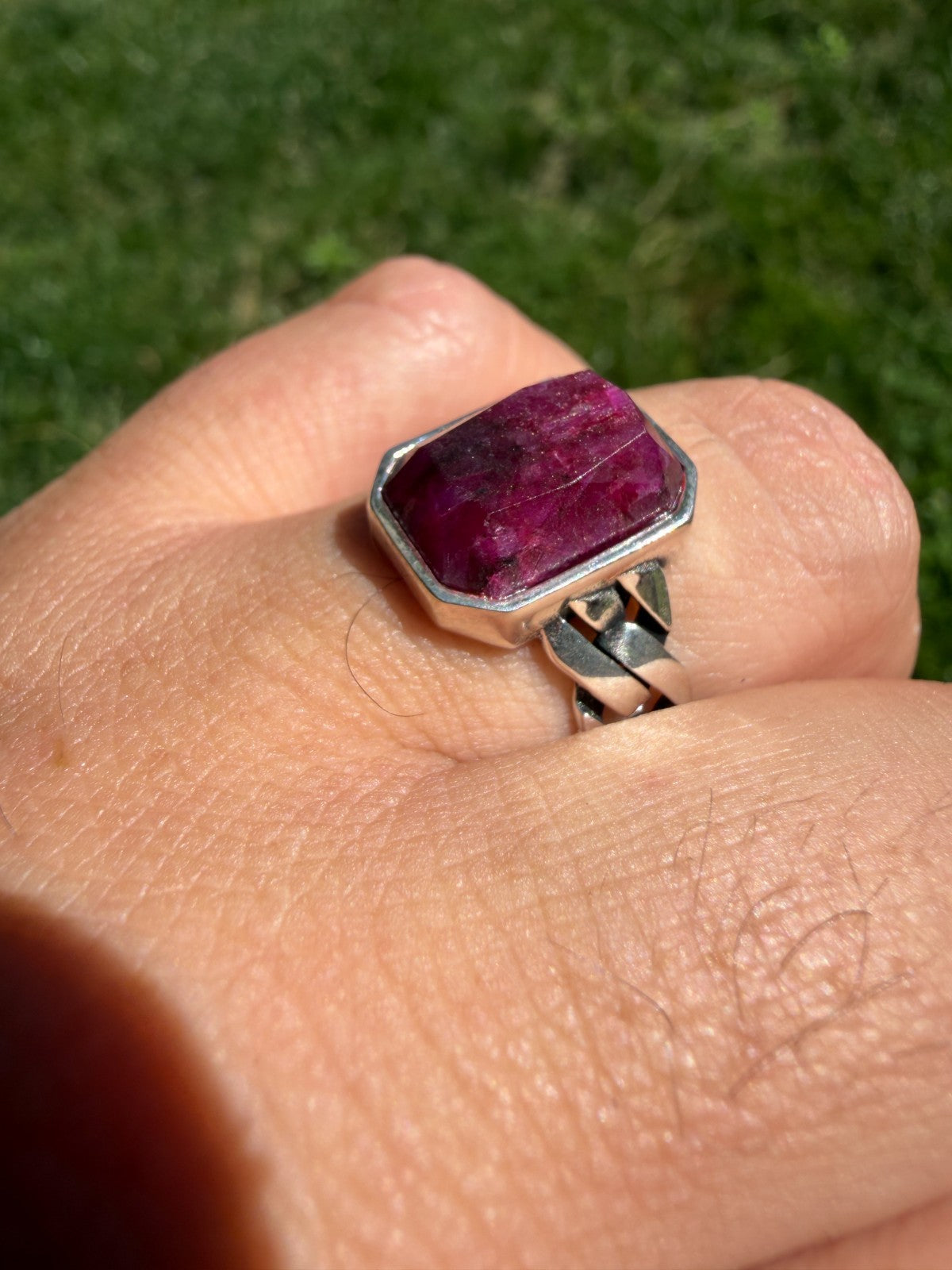 Havana Cuban Ring - 925 Silver - Genuine Red Ruby Stone