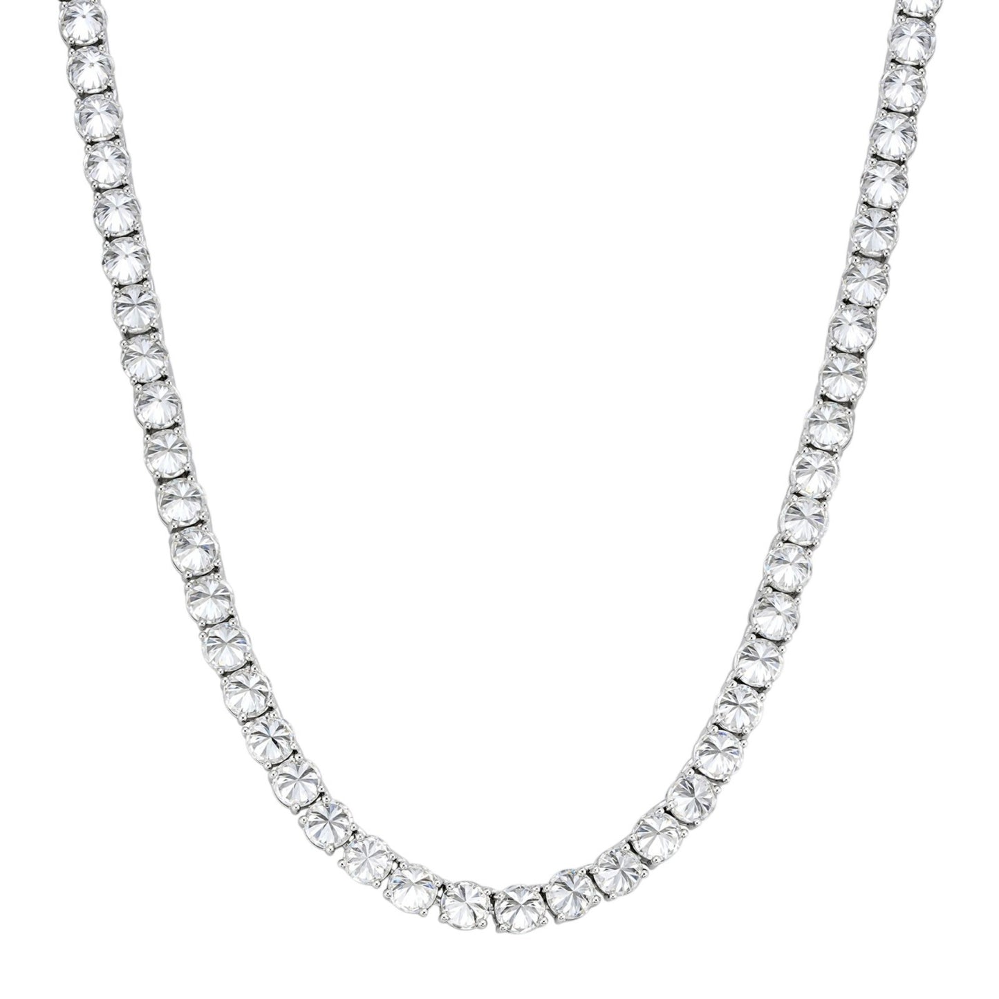 MOISSANITE Upside Down Reverse Set Tennis Chain Necklace Iced Out - 925 Silver - 5mm - 16"-30"