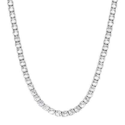 MOISSANITE Upside Down Reverse Set Tennis Chain Necklace Iced Out - 925 Silver - 5mm - 16"-30"