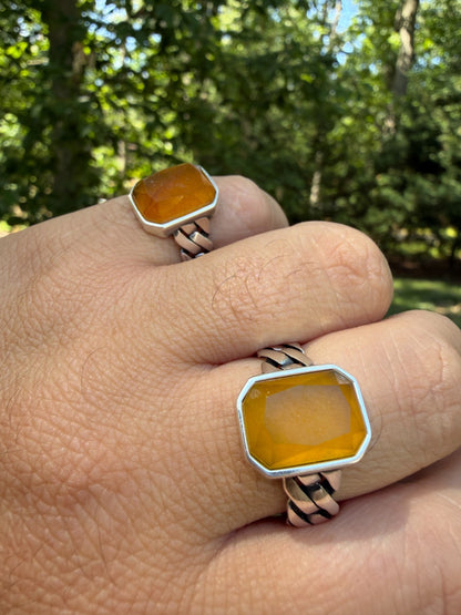 Havana Cuban Ring - 925 Silver - Genuine Yellow Sapphire Stone