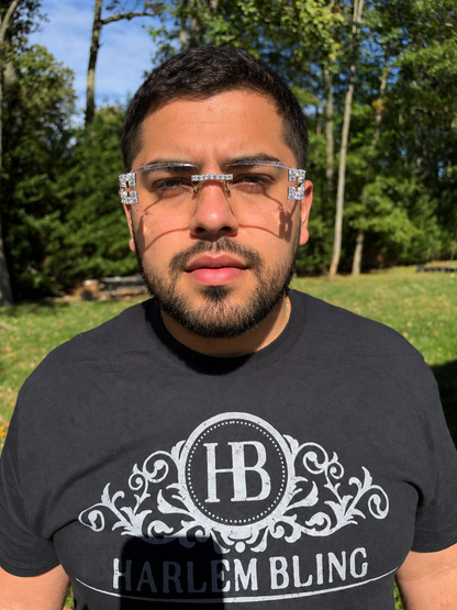 MOISSANITE Big Stone 15ct Iced Out Sunglasses - 925 Silver Buffs - Clear