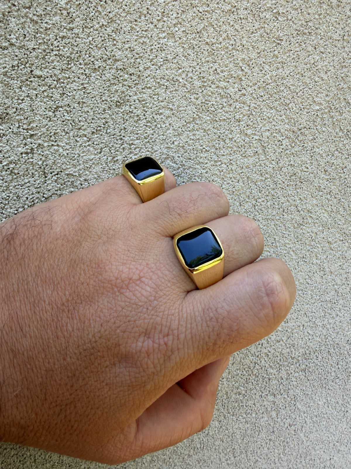 Midnight Don Ring - 14k Gold Vermeil 925 Silver - Genuine Black Onyx Stone