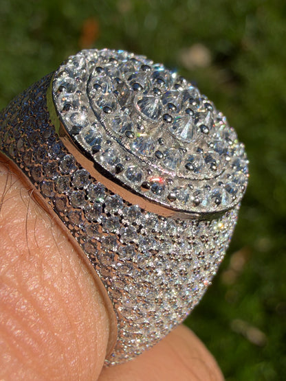 MOISSANITE Upside Down Reverse Set Cluster Iced Out Pinky Ring - 925 Silver