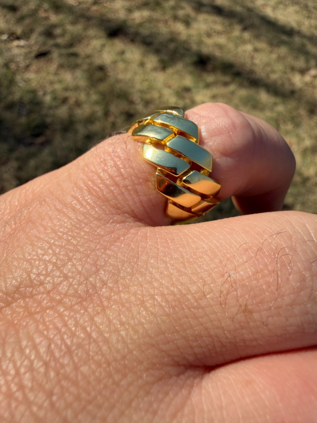 Classic 11.5mm Prong Miami Cuban Eternity Band Ring - 14k Gold Vermeil 925 Silver - Plain