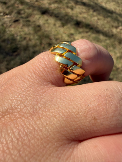 Classic 11.5mm Prong Miami Cuban Eternity Band Ring - 14k Gold Vermeil 925 Silver - Plain