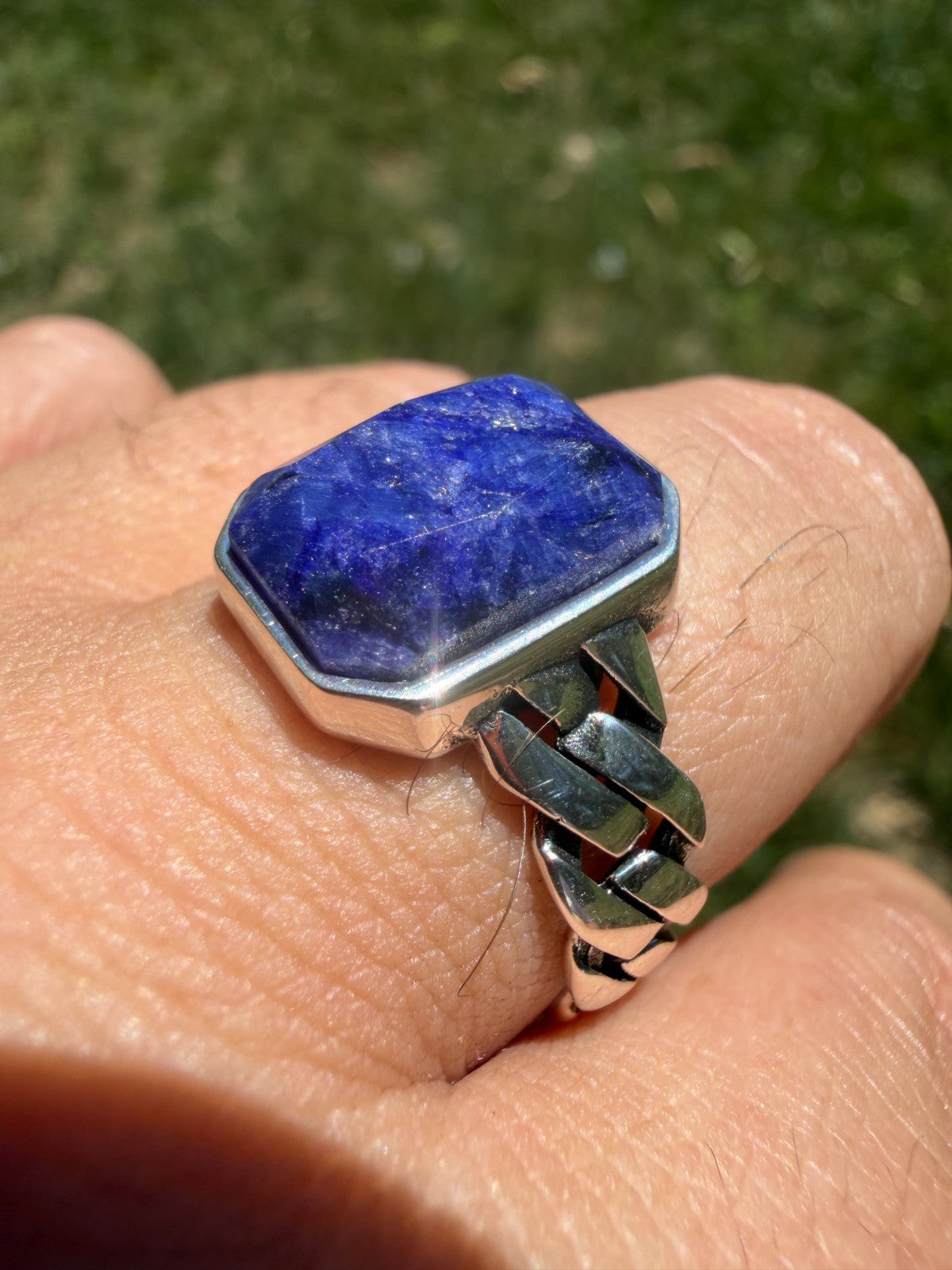Havana Cuban Ring - 925 Silver - Genuine Blue Sapphire Stone