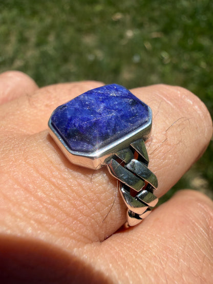 Havana Cuban Ring - 925 Silver - Genuine Blue Sapphire Stone