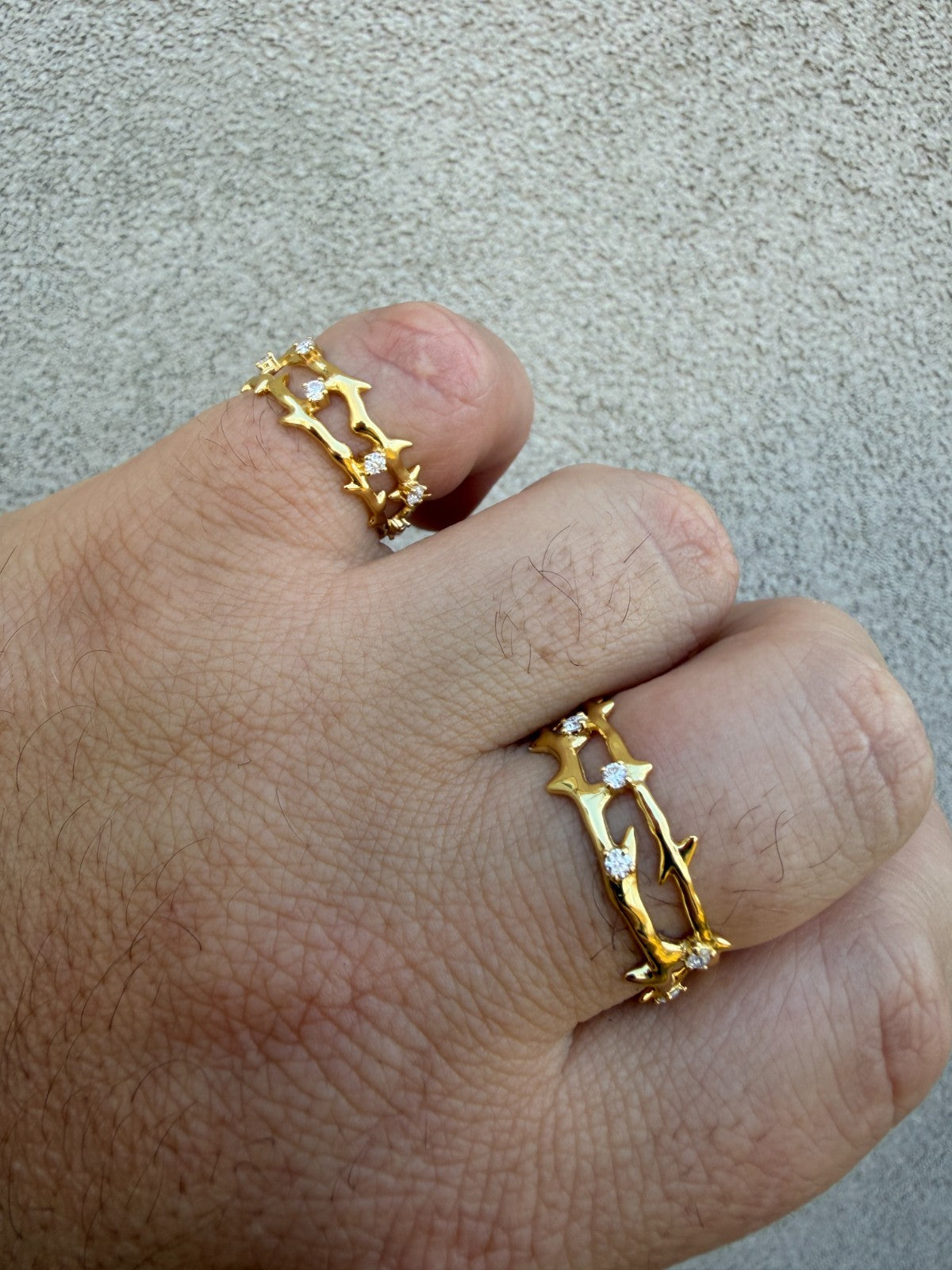 MOISSANITE Crown Of Thorns Eternity Band Ring - 14k Gold Vermeil 925 Silver