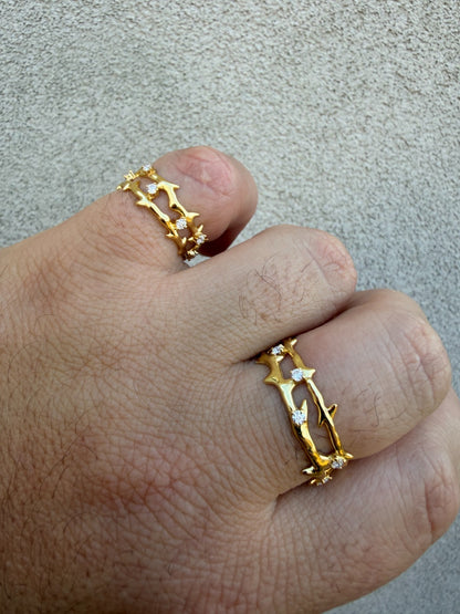 MOISSANITE Crown Of Thorns Eternity Band Ring - 14k Gold Vermeil 925 Silver