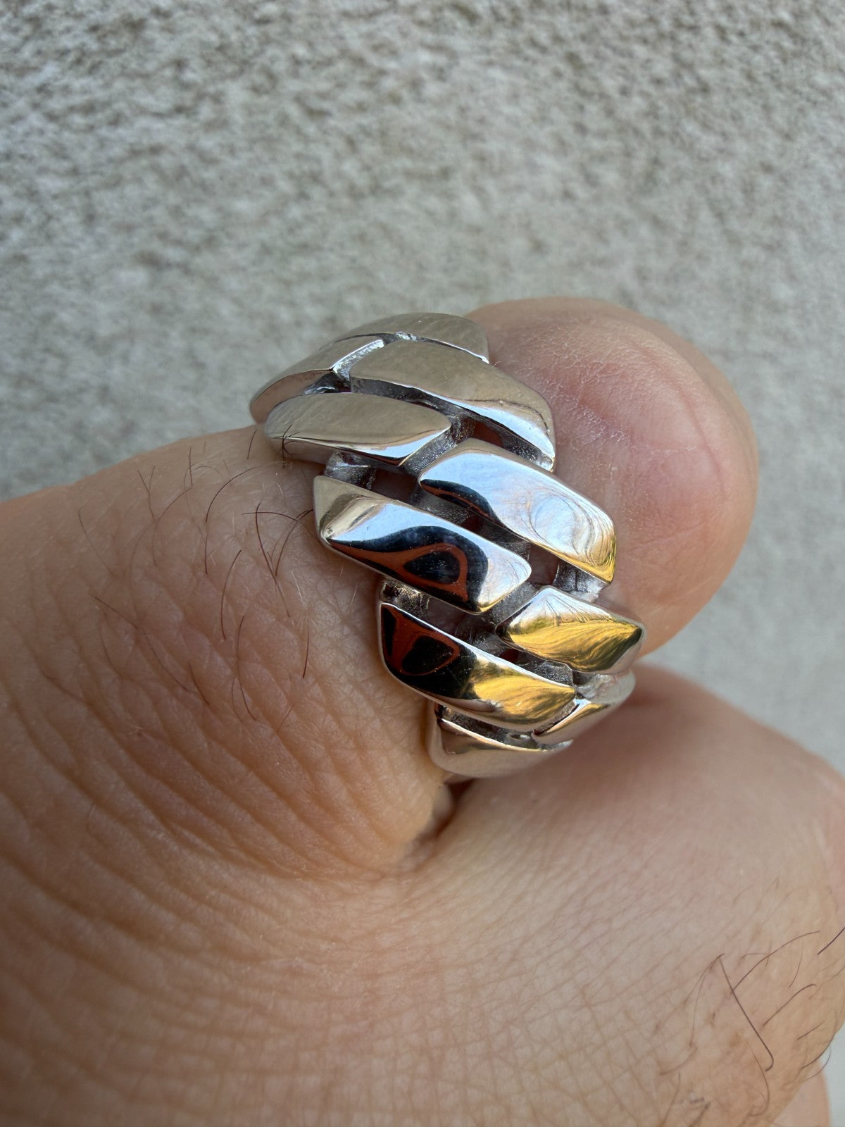 Classic 11.5mm Prong Miami Cuban Eternity Band Ring - 925 Silver - Plain