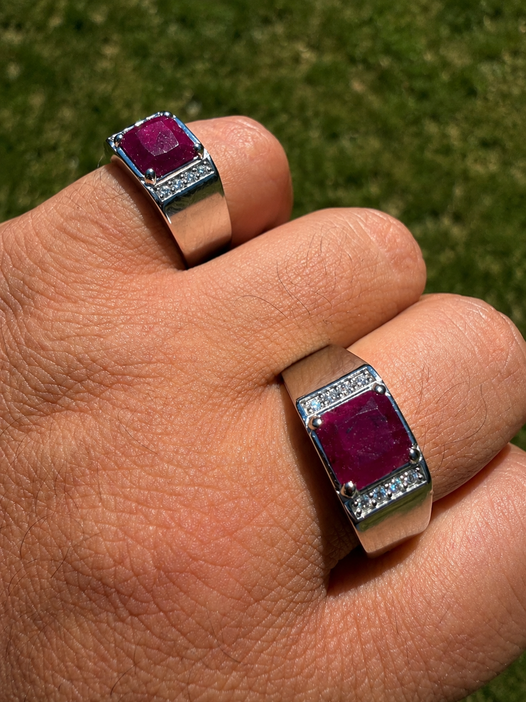 MOISSANITE Monarch Ring - 925 Silver - Genuine Red Ruby Stone