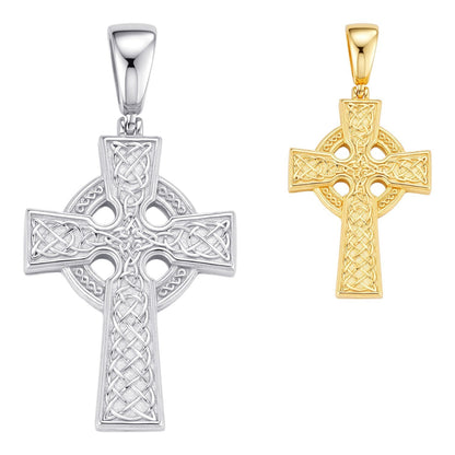 Handmade Viking Celtic Cross Pendant - 14k Gold Vermeil 925 Silver - Medium 1.75"